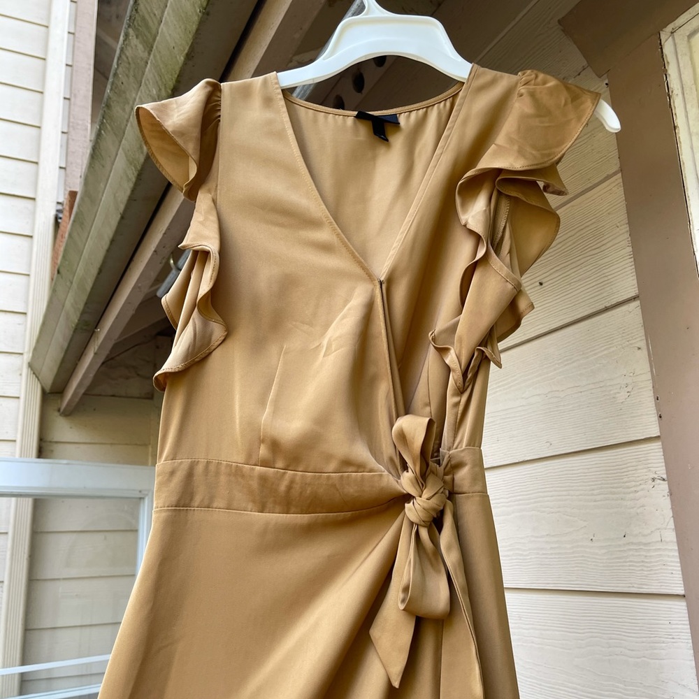 Maxi wrap Broze Gold Satin Silk Dress